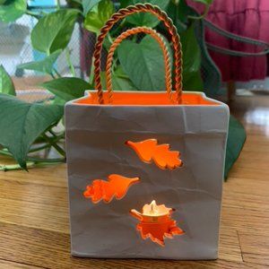 PartyLite Candle Holder - Joy of Autumn P90859, fall leaves, halloween paper bag